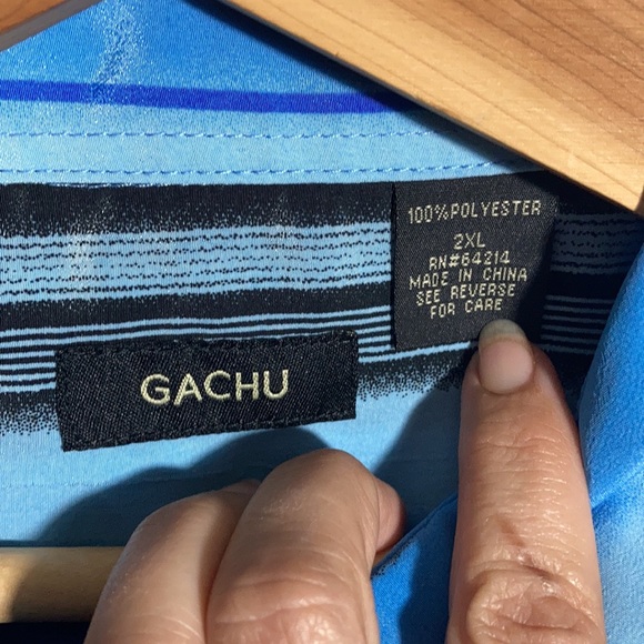 NWOT Gachu silky blue button down Sz 2XL - Picture 4 of 5